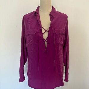 Equipment Lace Up Silk Top